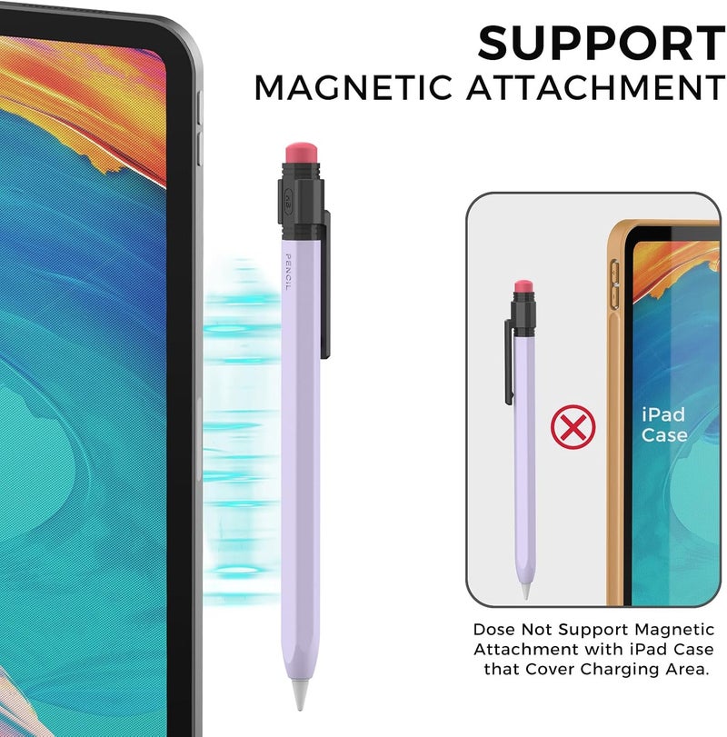 TRONWIN Apple Pencil USB C Case,Silicone Sleeve Protective Cover Perfect Grip Skin Classic Design with Sturdy Clip Compatible with Apple Pencil USB-c for ipad pro (Lavender) - Image 3